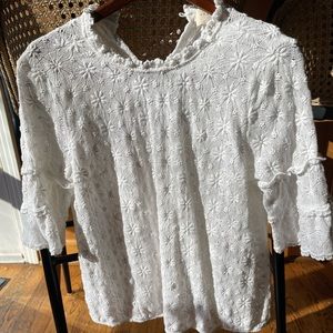 Sezane white lace top